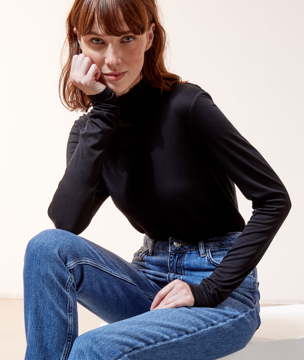 Body col cheminée 2 en 1 - brassière intégrée noir.