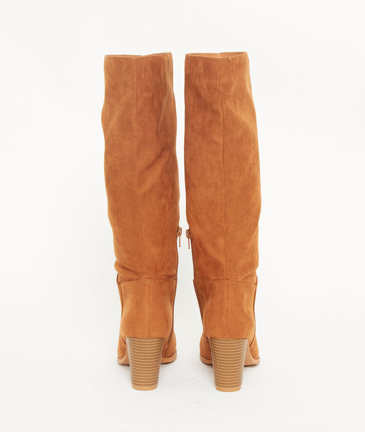 Bottes à talons effet daim camel.