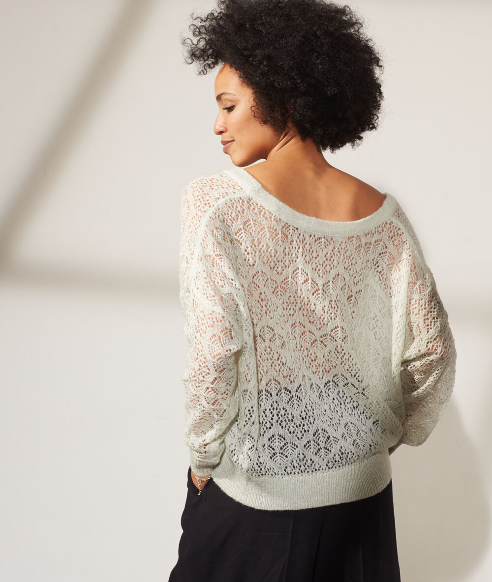Gilet motif ajouré sauge.