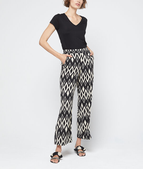 Pantalon large à motifs graphiques ecru.