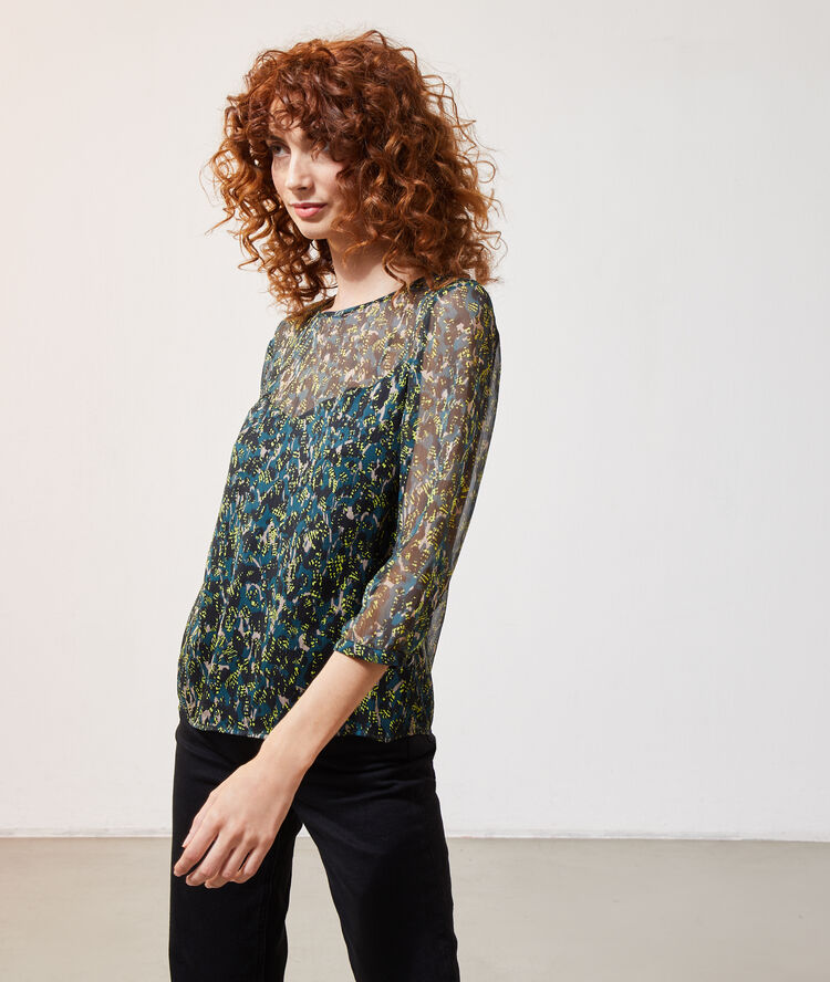 Blouse imprimé multicolore sapin.