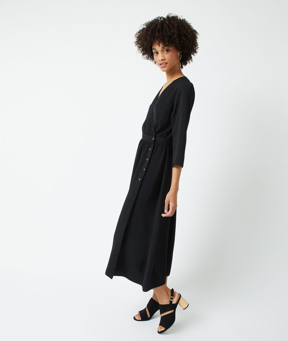 Robe longue cache-coeur noir.