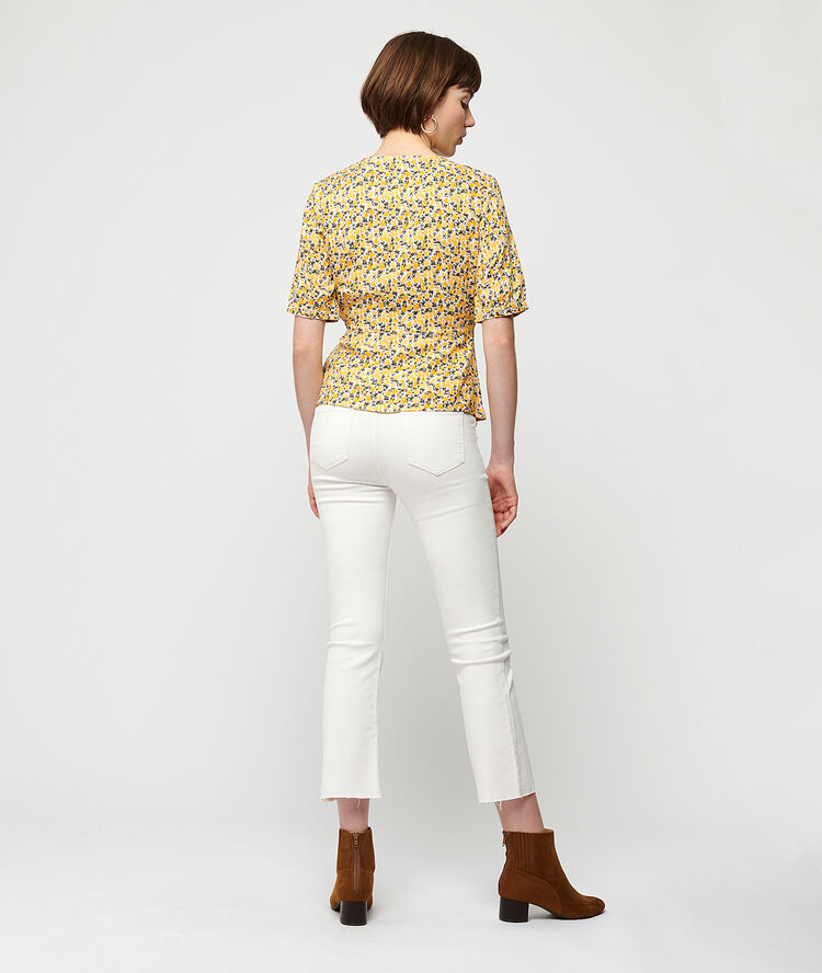 Blouse cache-coeur ecru.