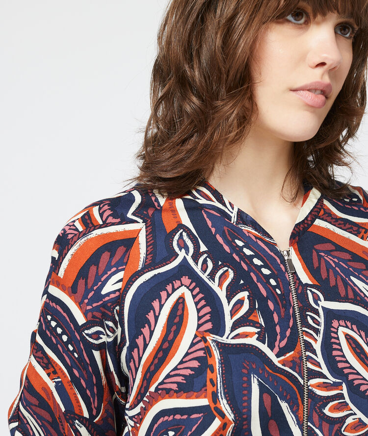 Bomber à imprimé floral cobalt.