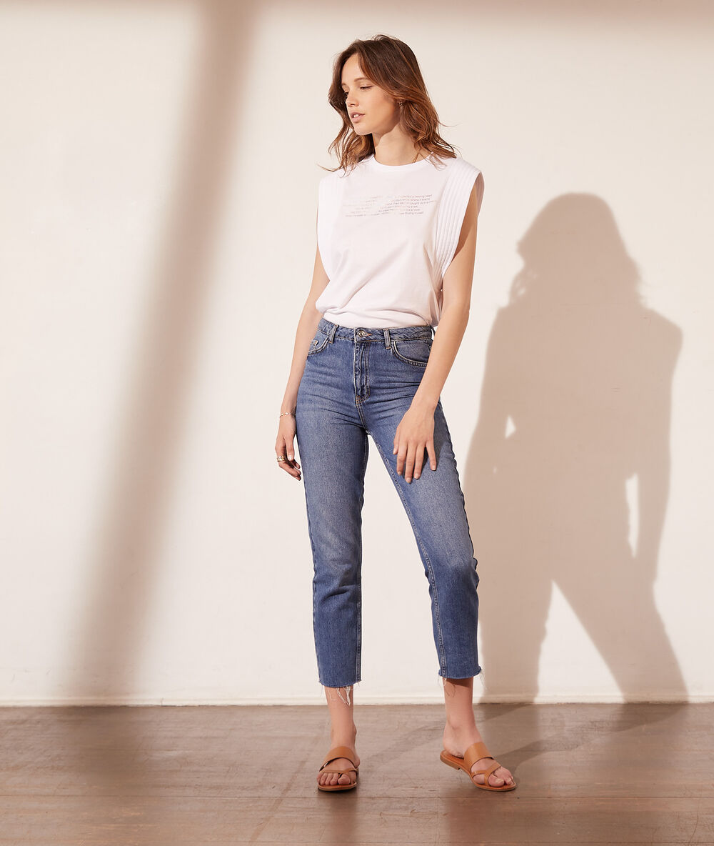 T-shirt avec épaulettes blanc.