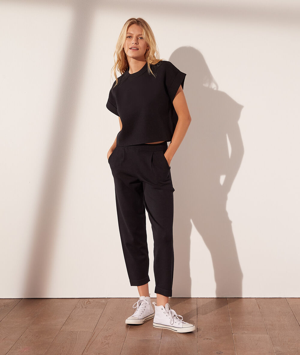 Pantalon jogger en maille noir.
