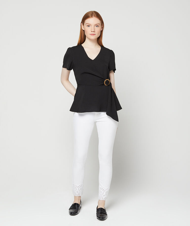Blouse cache cœur à boucle noir.