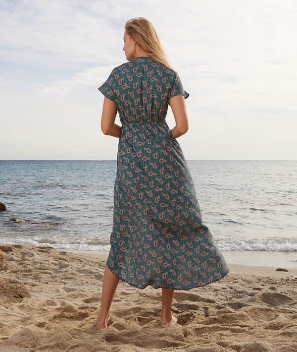 Robe longue décolleté noué imprimée Robe longue décolleté noué imprimée