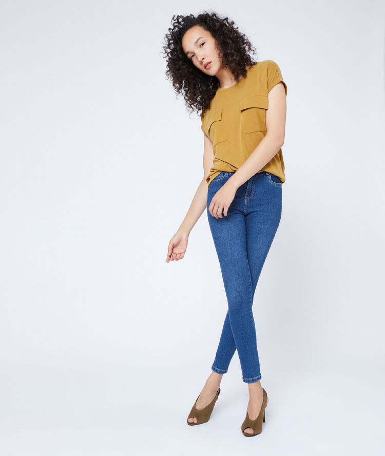 Jean skinny taille haute brut.