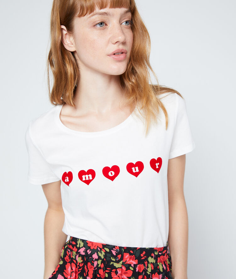 T-shirt "amour" en coton ecru.