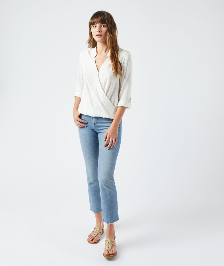 Blouse cache-cœur ecru.