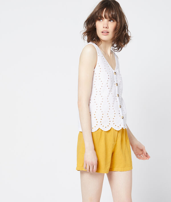 Débardeur à broderie anglaise blanc.