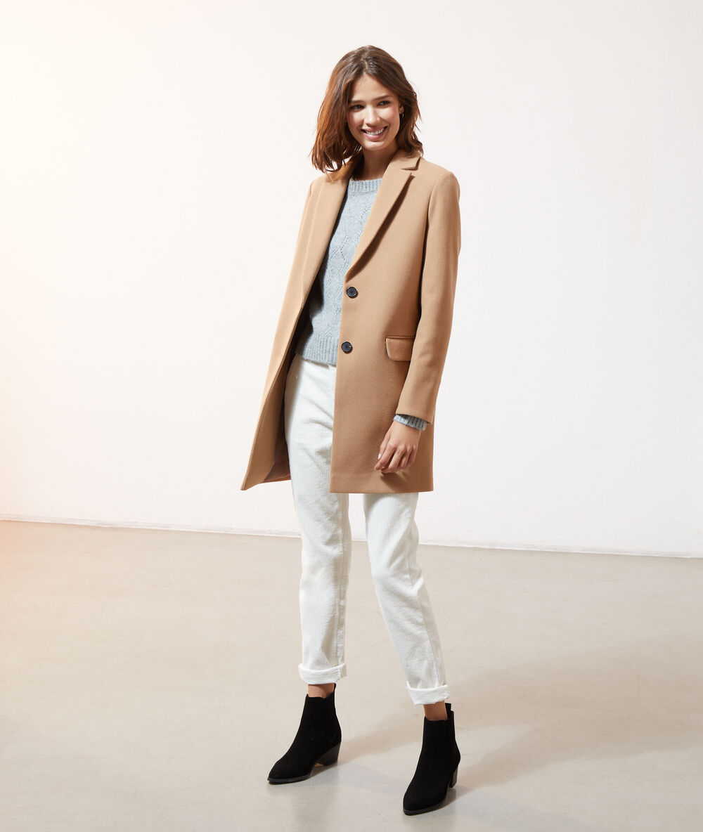Manteau droit camel.