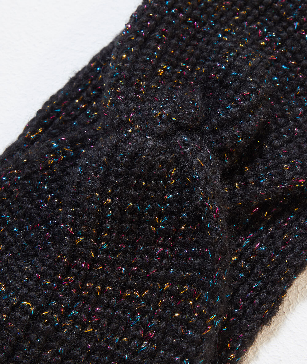 Headband en maille fil métallisé noir.