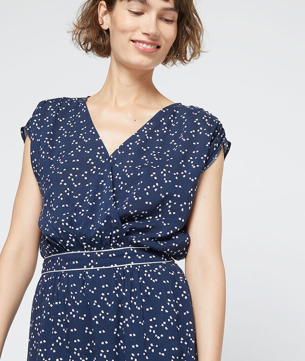 Robe longue cache-coeur marine.