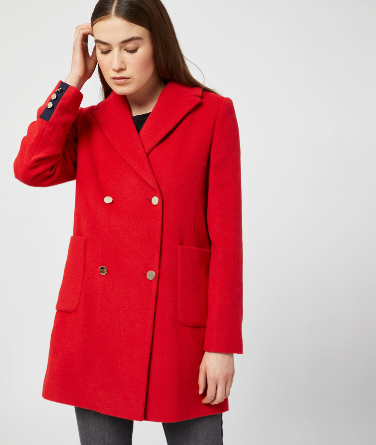 Manteau croisé esprit caban geranium.