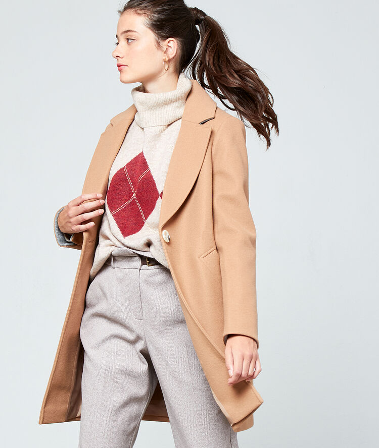 Manteau droit camel.