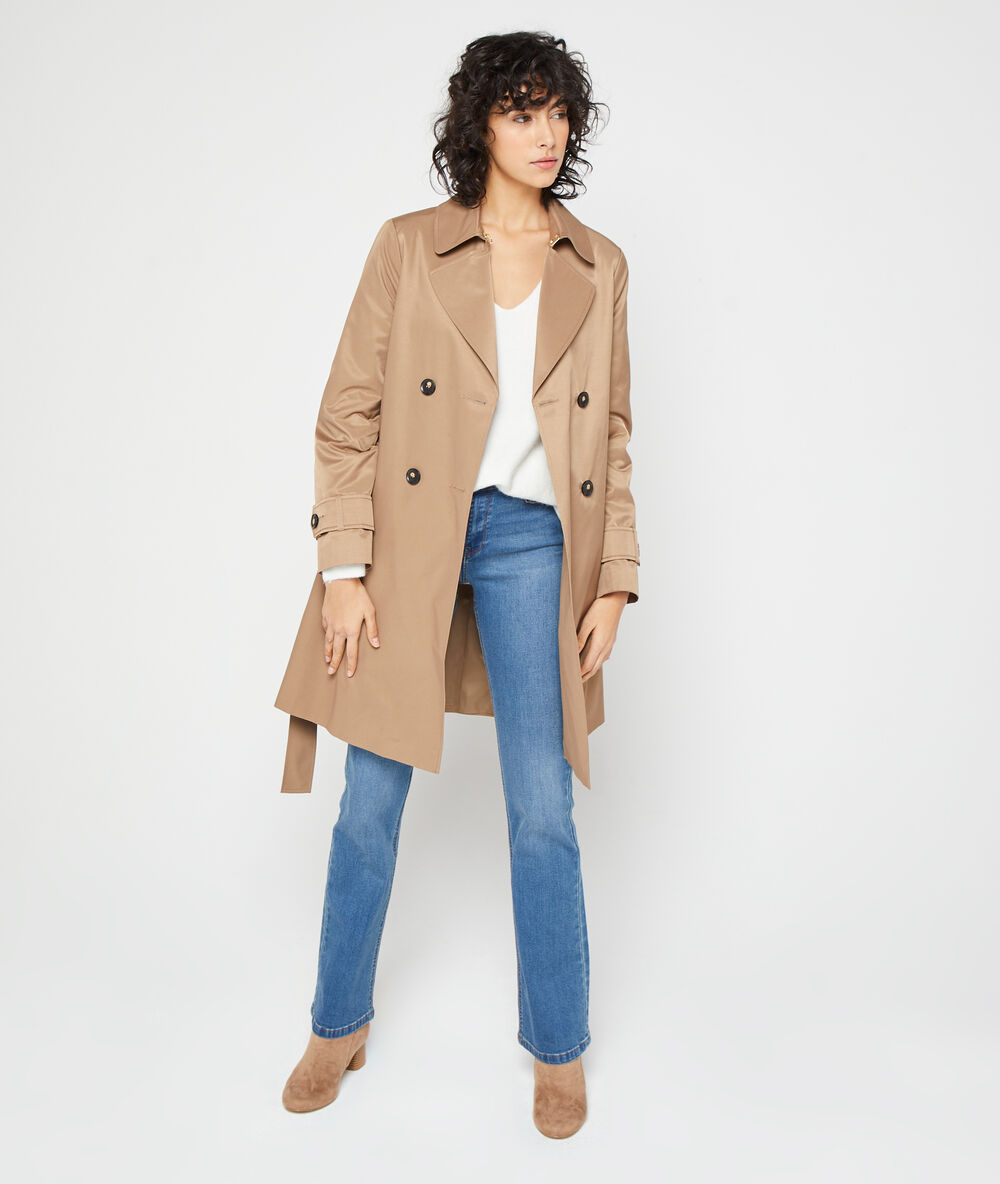 Trench ceinturé camel fonce.