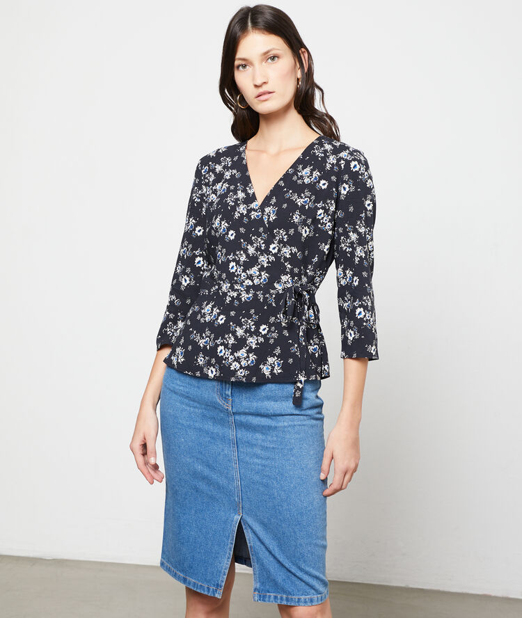 Jupe midi en jean stone.