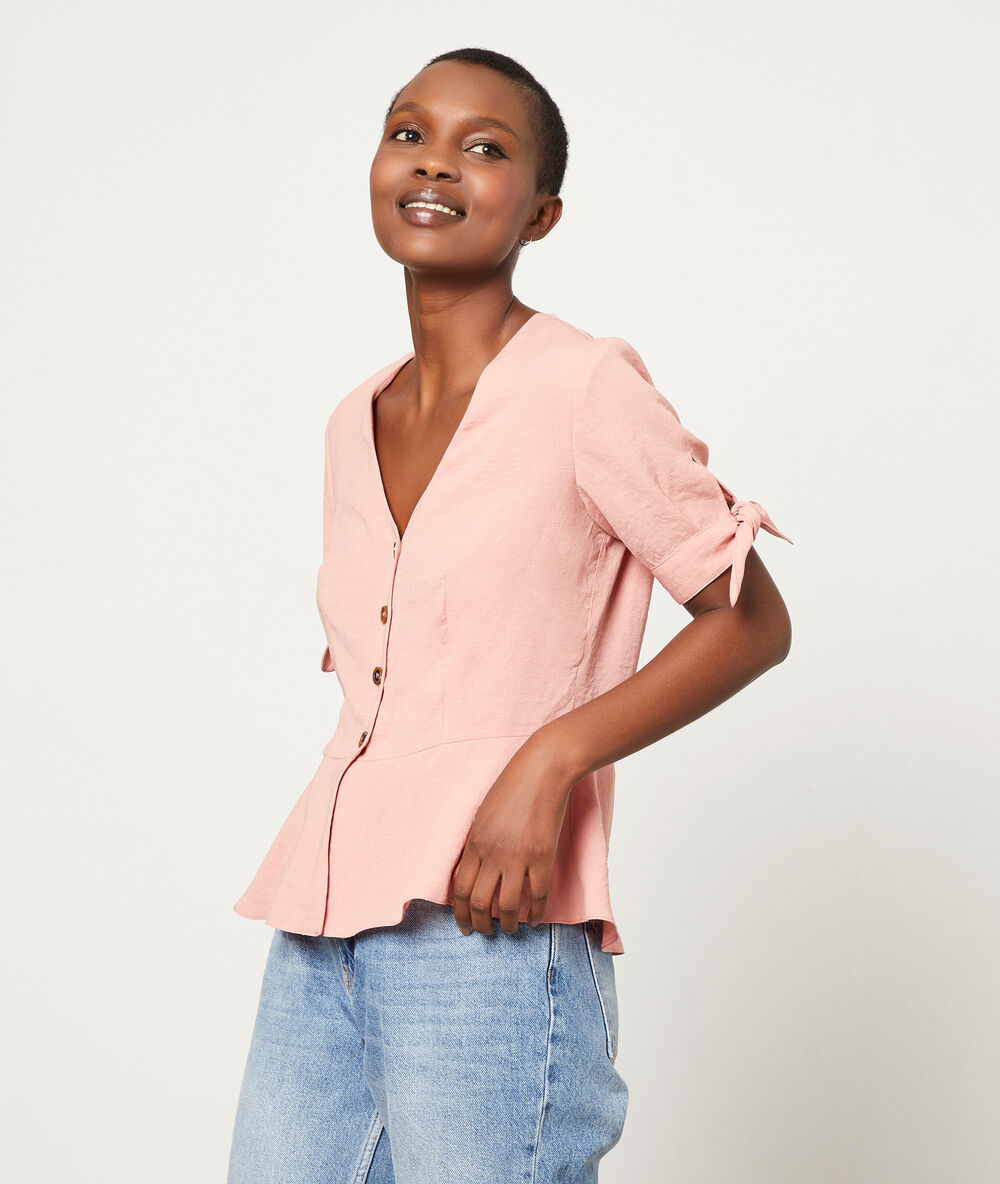 Blouse manches nouées bois de rose.