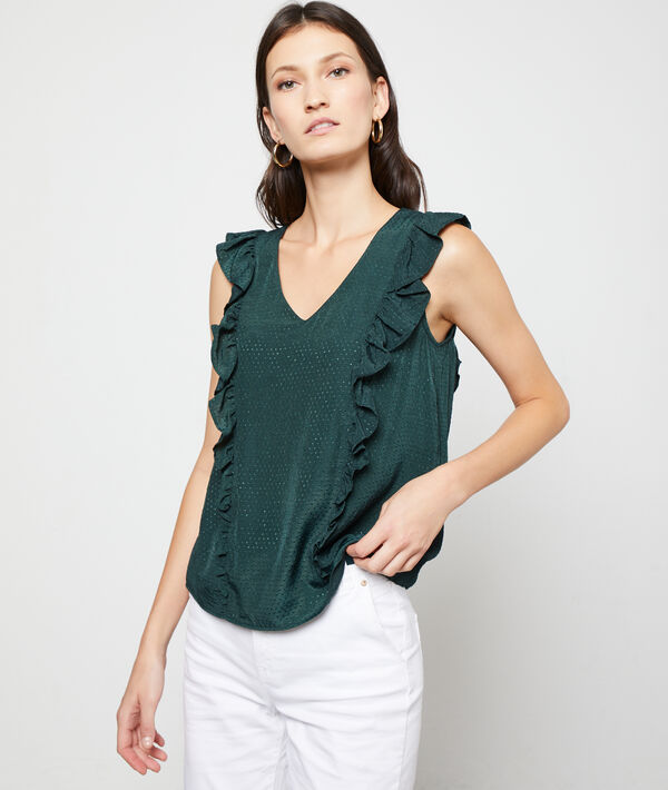 Blouse plumetis à volants Blouse plumetis à volants