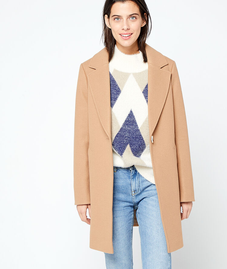 Manteau droit camel.