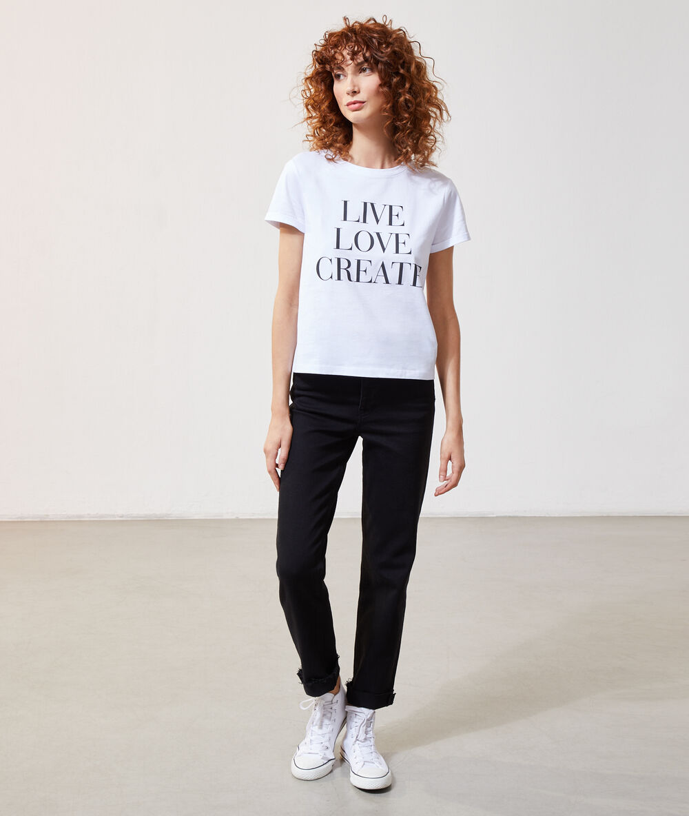 T-shirt "live, love, create" blanc.