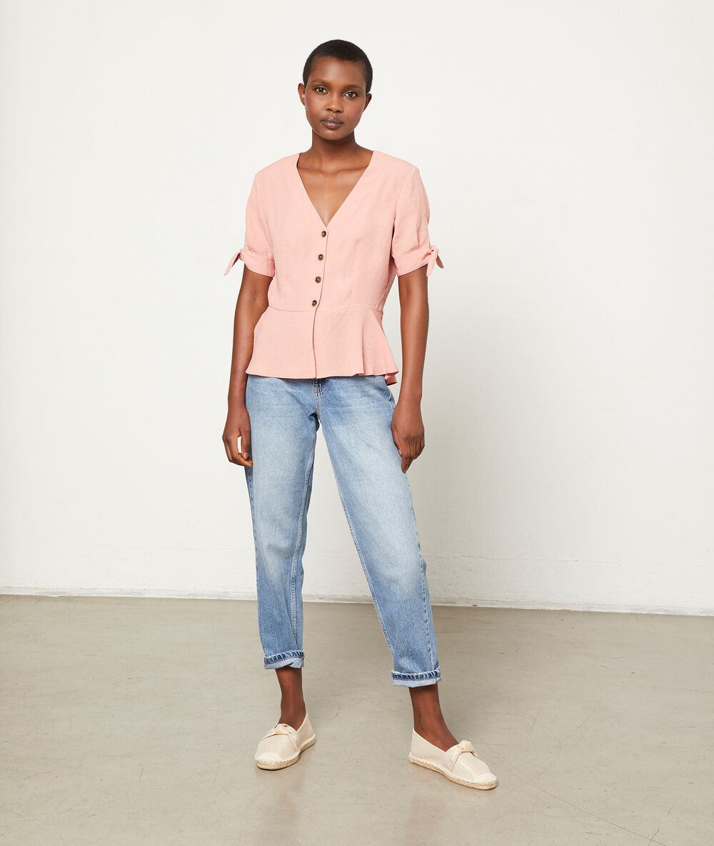 Blouse manches nouées bois de rose.