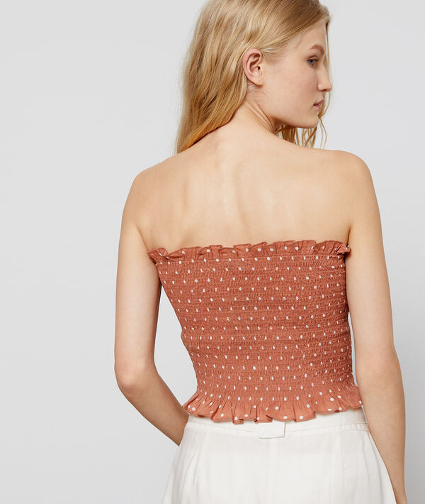 Top bandeau froncé à pois 100% coton Top bandeau froncé à pois 100% coton