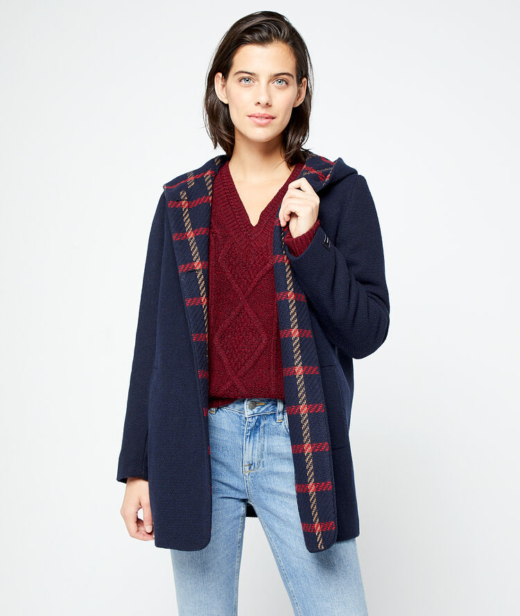 Manteau à capuche marine.