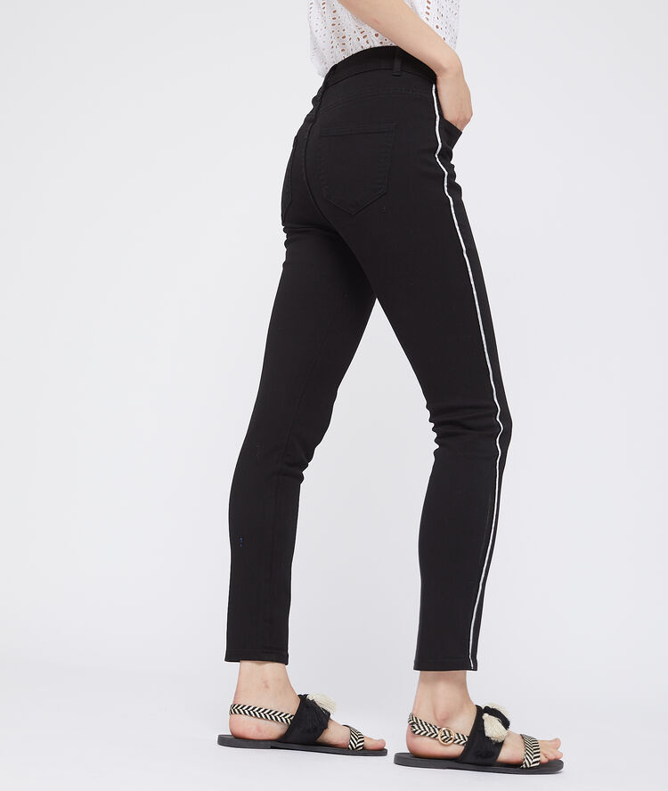 Pantalon slim à bandes latérales noir.