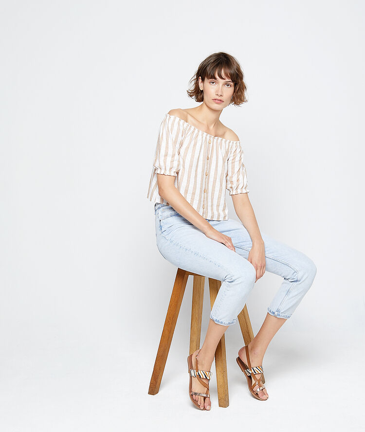 Top bustier boutonné en coton ecru.