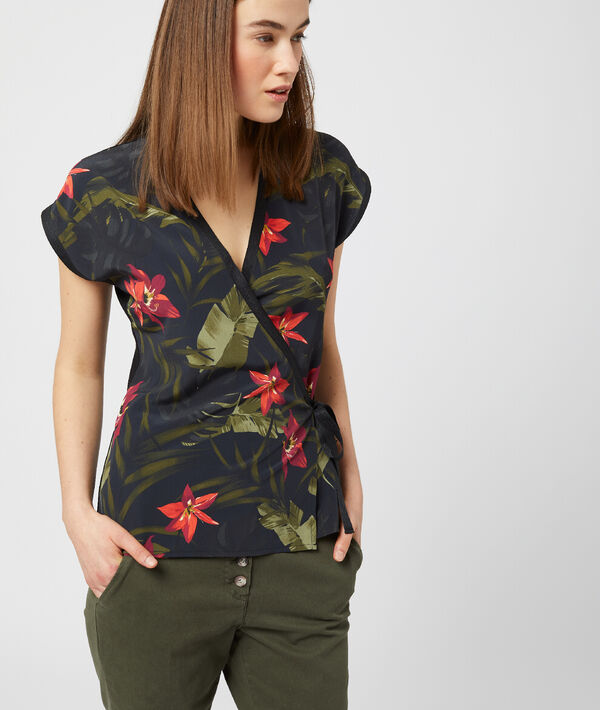 Top cache cœur noué à imprimé floral Top cache cœur noué à imprimé floral
