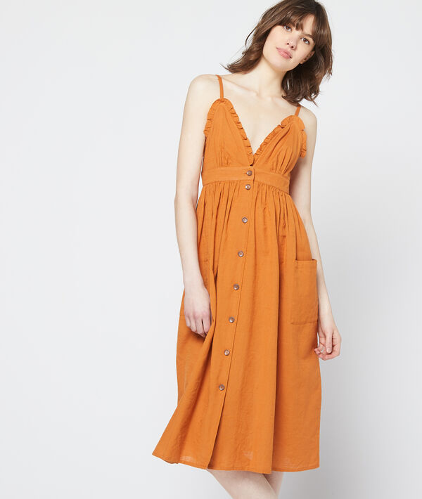 Robe longue à boutons en coton Robe longue à boutons en coton