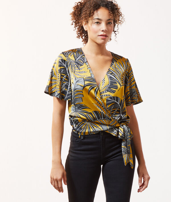 Top satiné cache-coeur - GOLDY - 34 - Jaune - Femme - Etam