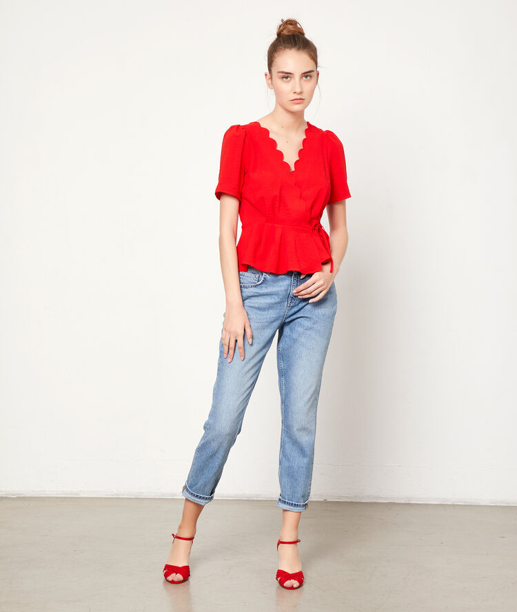 Blouse cache-coeur geranium.