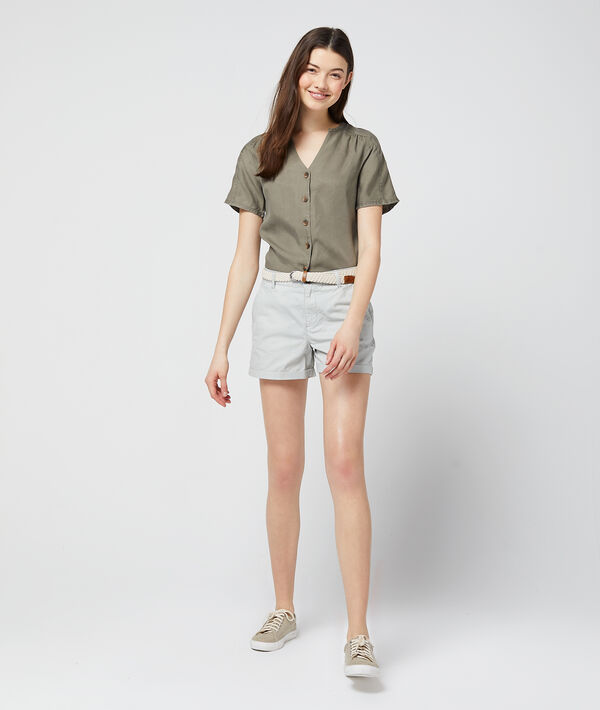 Short ceinturé 100% coton bio anthracite.