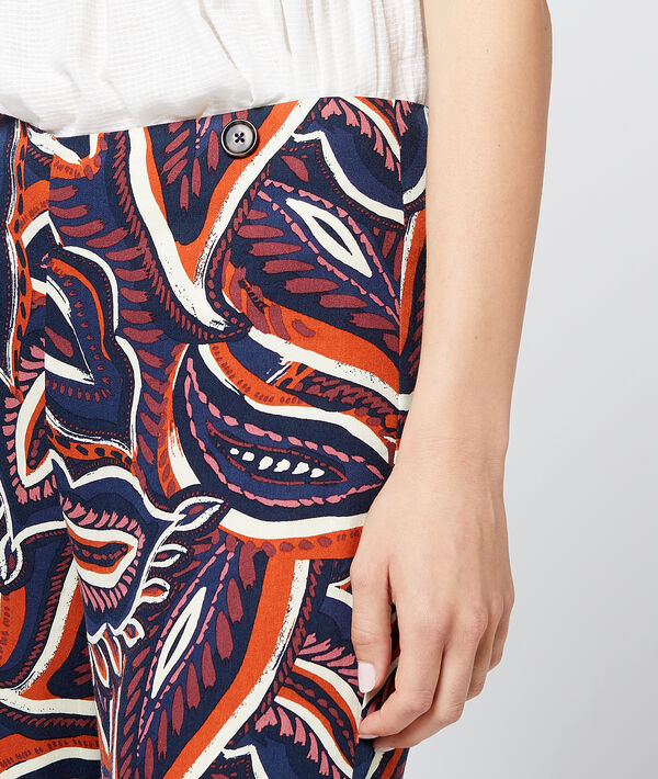 Pantalon large à imprimé floral cobalt.