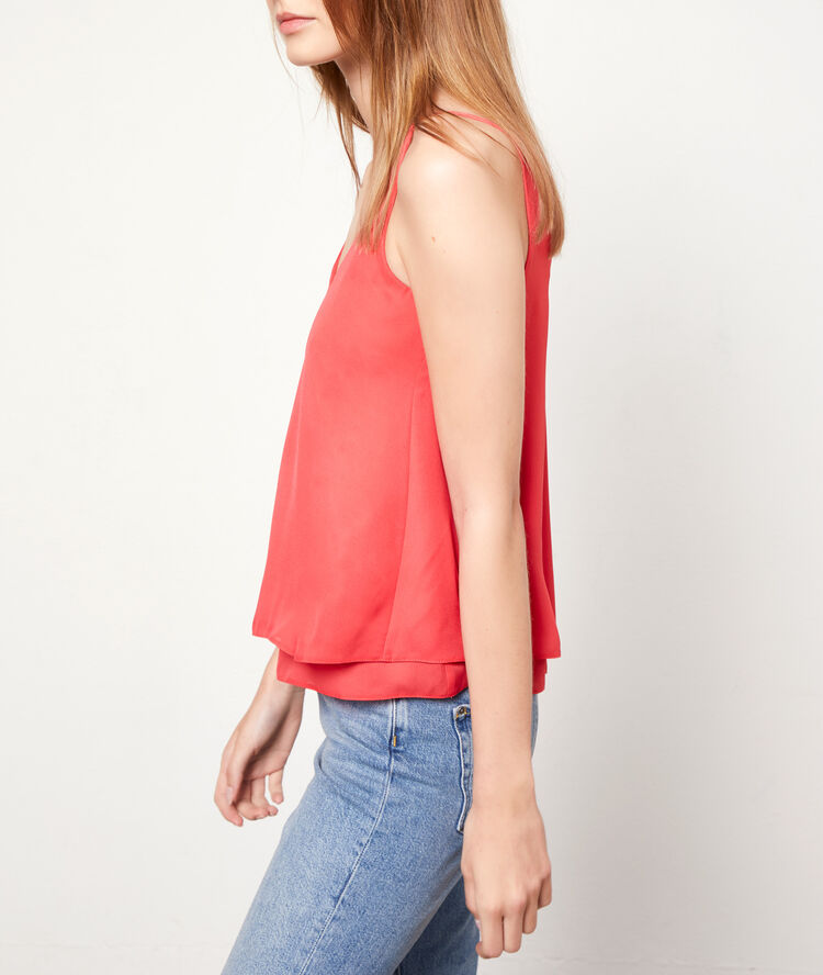 Top fluide doublé corail.