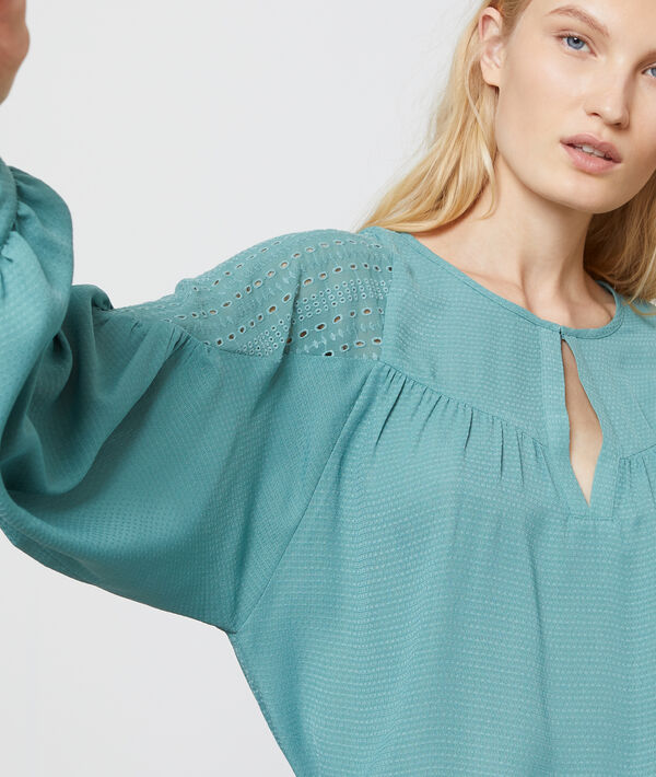 Blouse manches bouffantes à guipure Blouse manches bouffantes à guipure