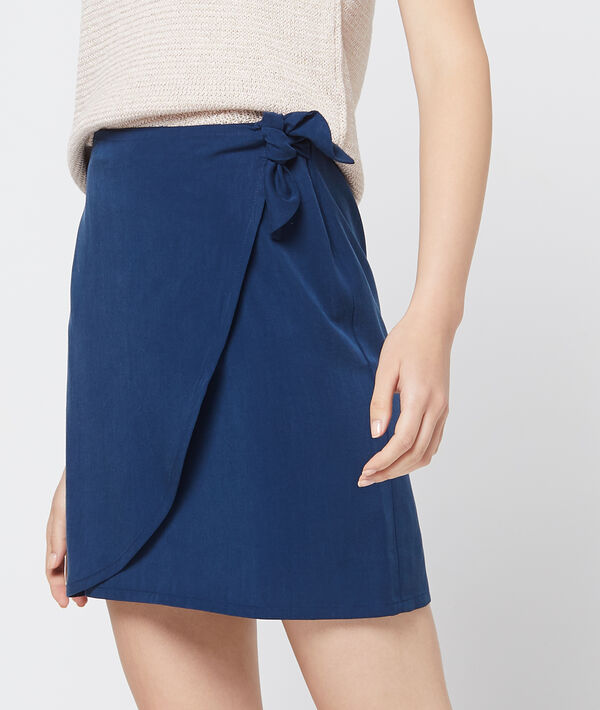Jupe portefeuille en tencel® cobalt.
