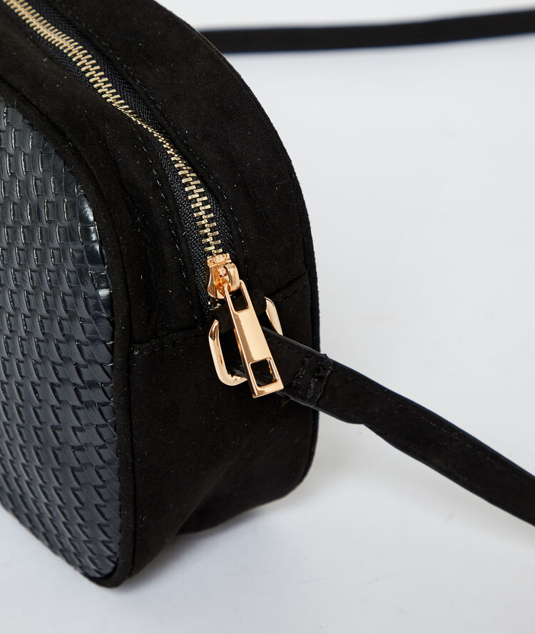 Sac besace bi-matière noir.
