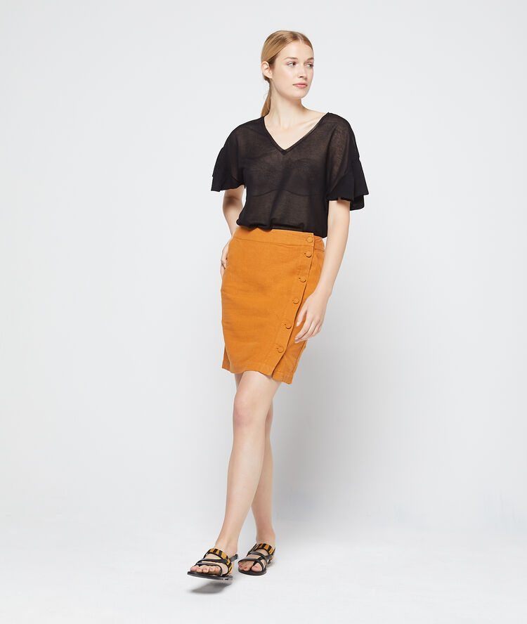 T-shirt effet transparent en maille fine noir.