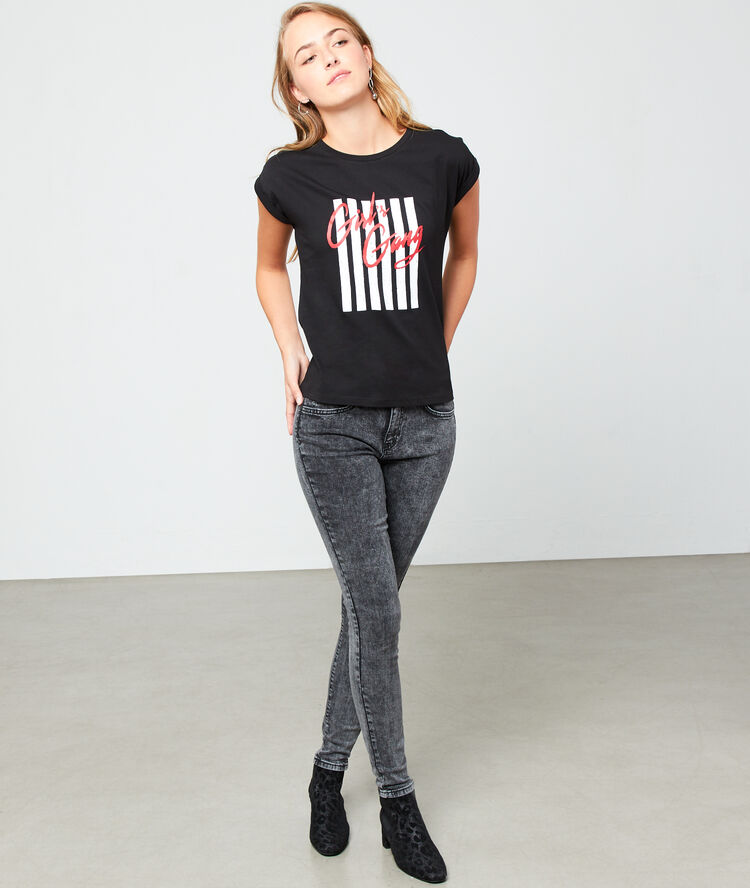 T-shirt "girl's gang" en coton bio noir.