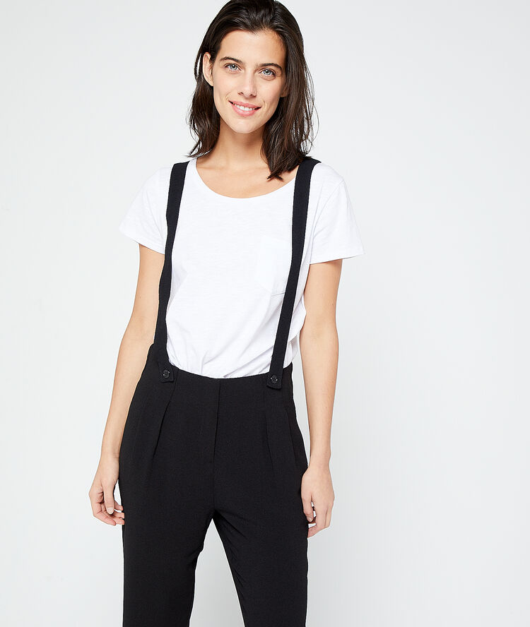 Pantalon large à bretelles noir.