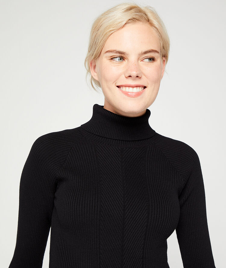 Robe pull col roulé noir.
