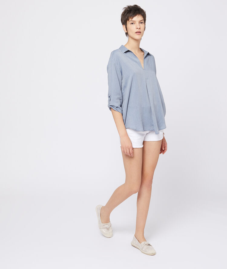 Blouse texturée à col v bleach.