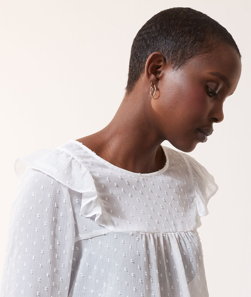 Blouse en plumetis ecru.