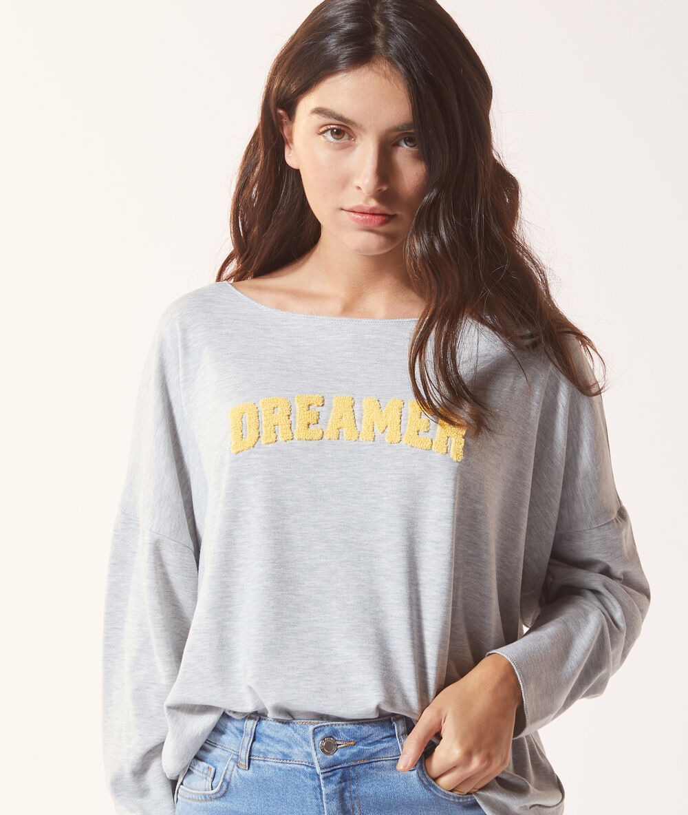 Sweat "dreamer" gris chine clair.