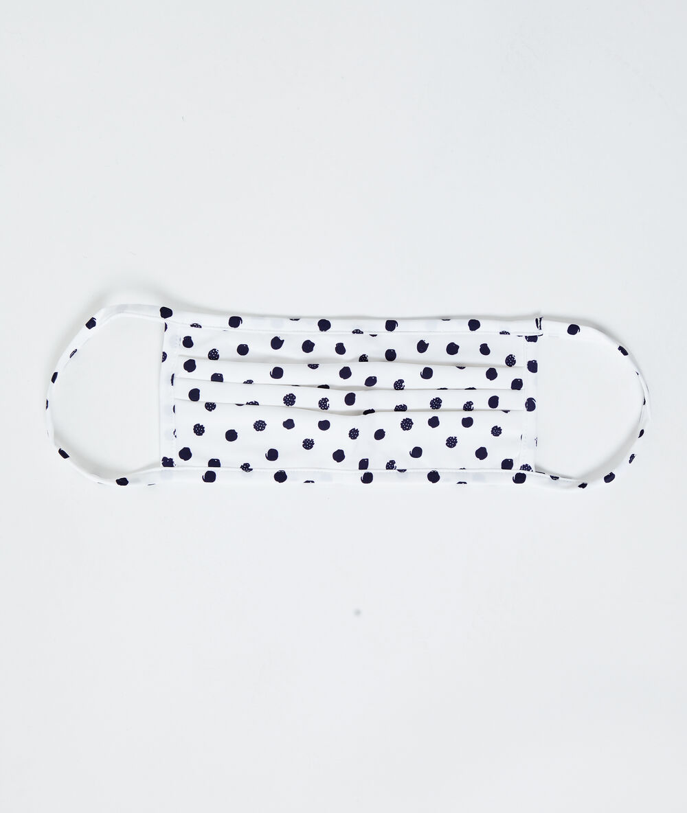 Masque de protection à pois uns1 blanc.
